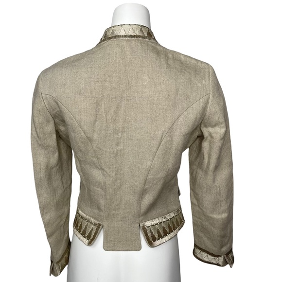 ETRO Linen Embroidered Military Style Jacket Crop 42 EU - Picture 3 of 10